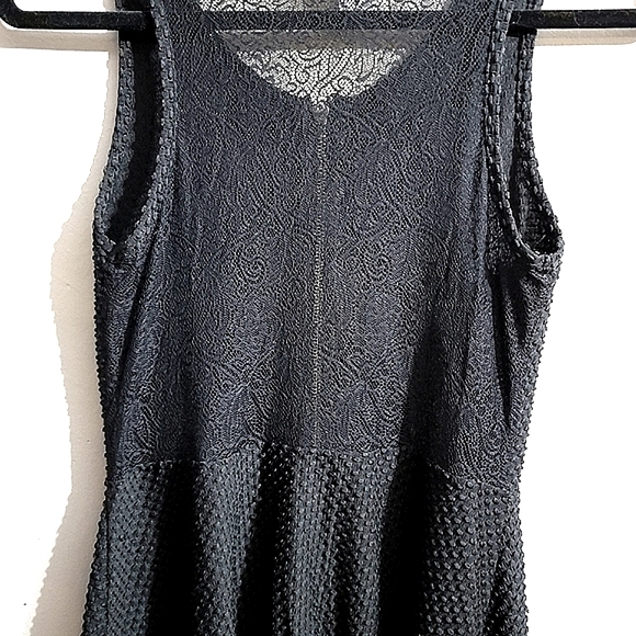 Bar III EUC Classic Black Lace Fit & Flare Front Zip Mini Dress - SIZE MEDIUM - Picture 4 of 8